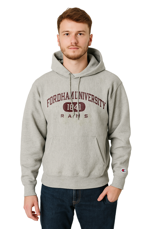 Vintage Fordham University Rams Hoodie Grey Medium