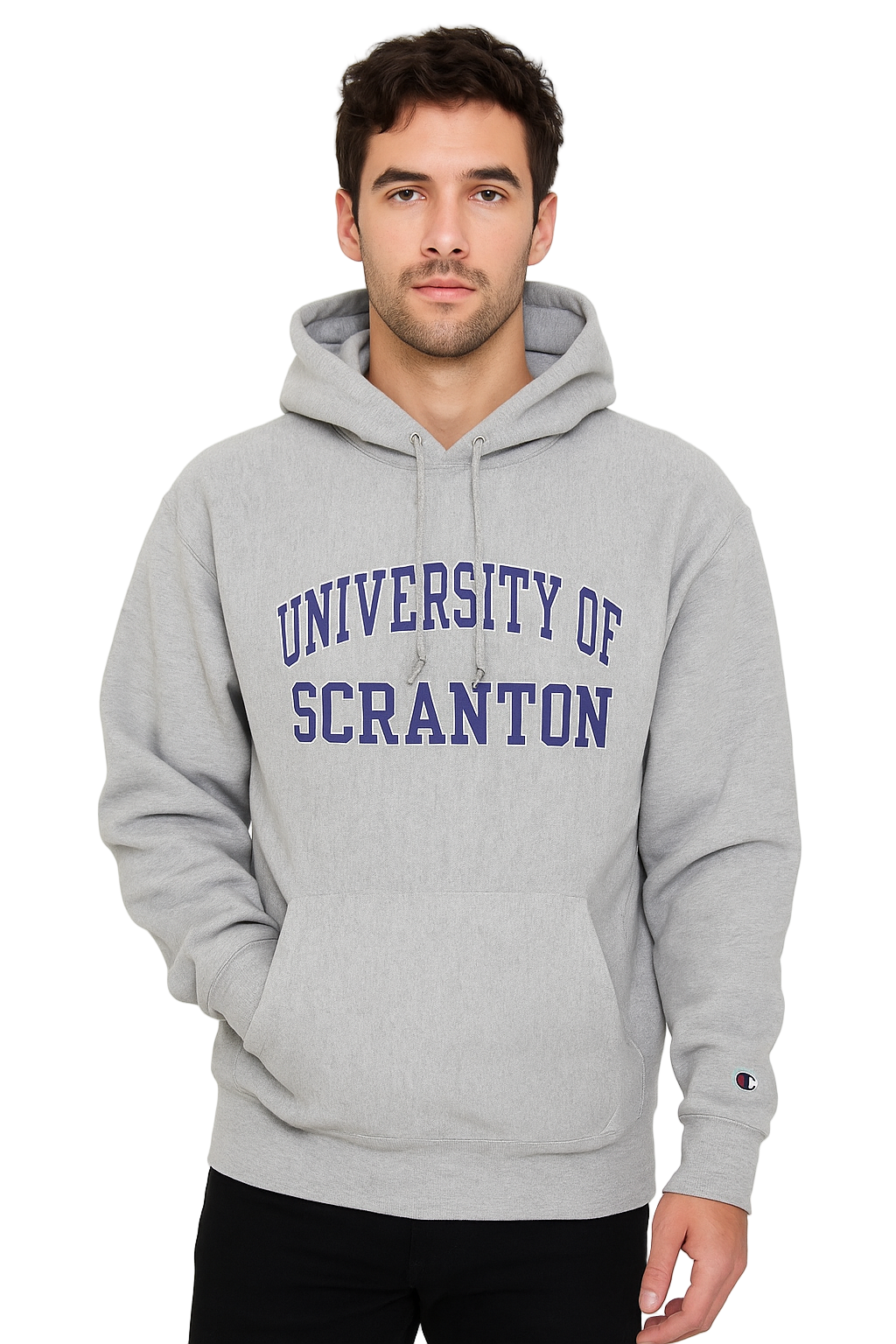 Vintage Champion Scranton University Hoodie Large - Grey