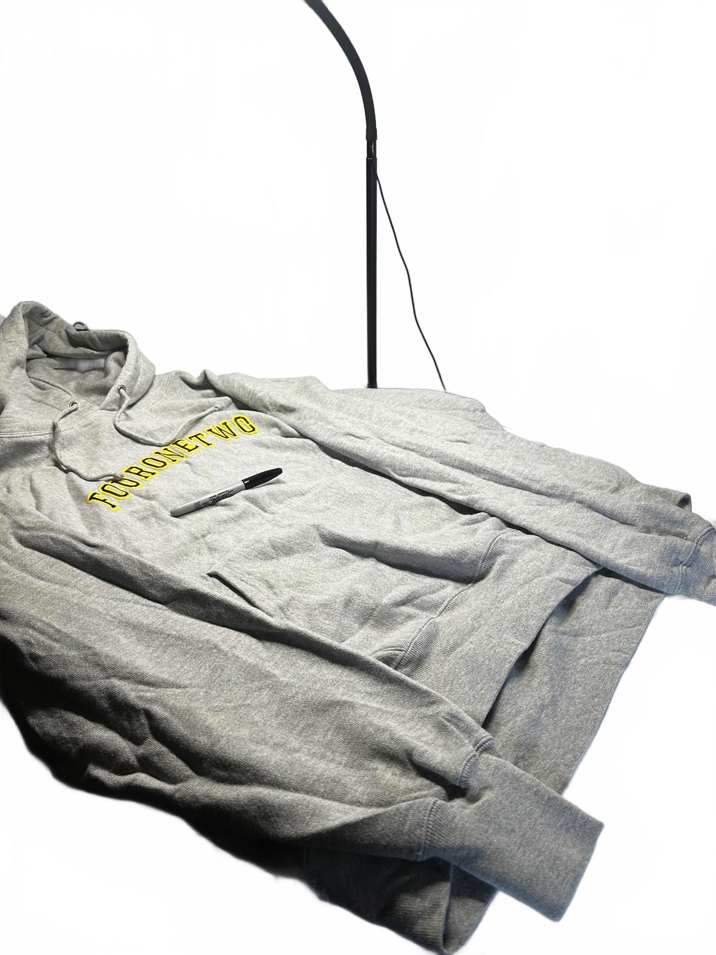 Vintage FourOneTwo Grey Hoodie Yellow Logo XL