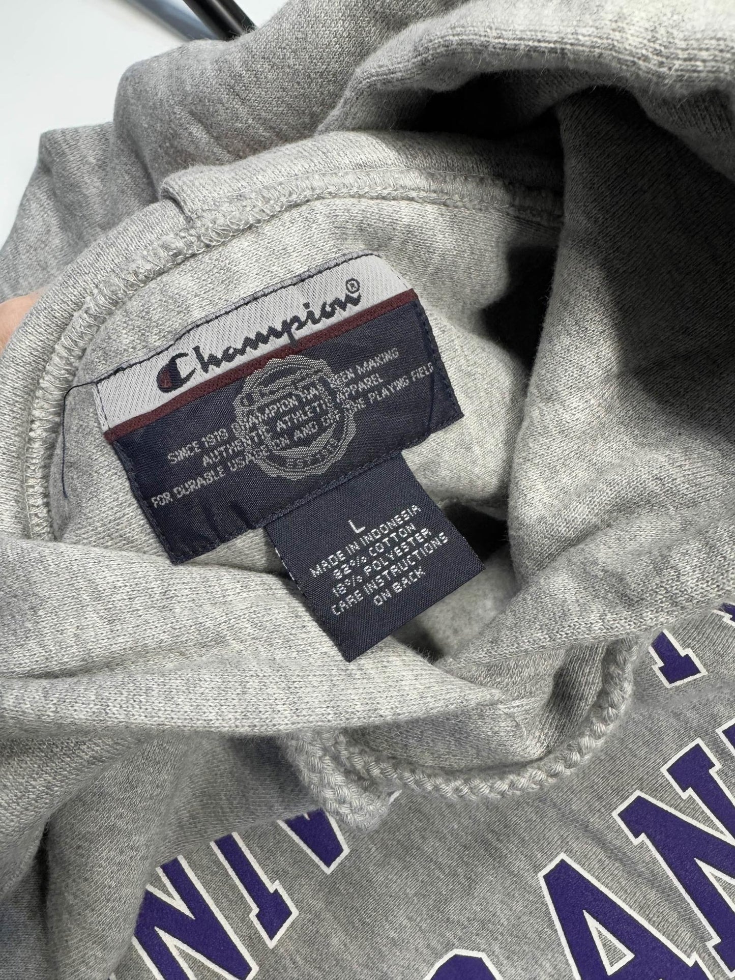 Vintage Champion Scranton University Hoodie Large - Grey