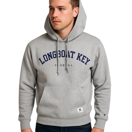 Vintage Champion Longboat Key Hoodie Grey Large