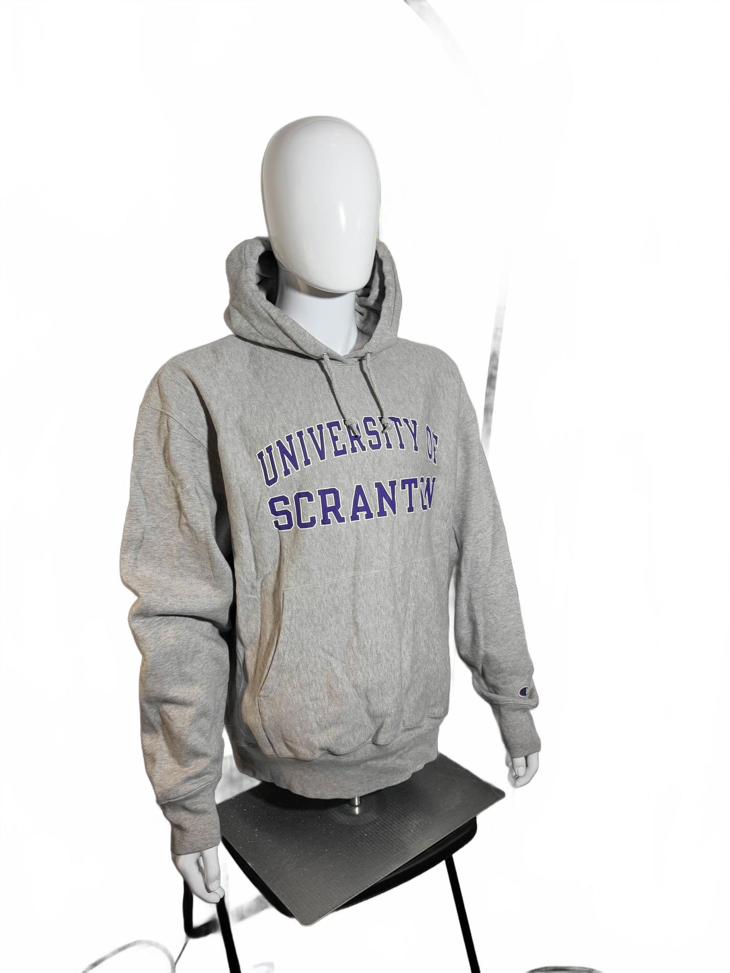 Vintage Champion Scranton University Hoodie Large - Grey