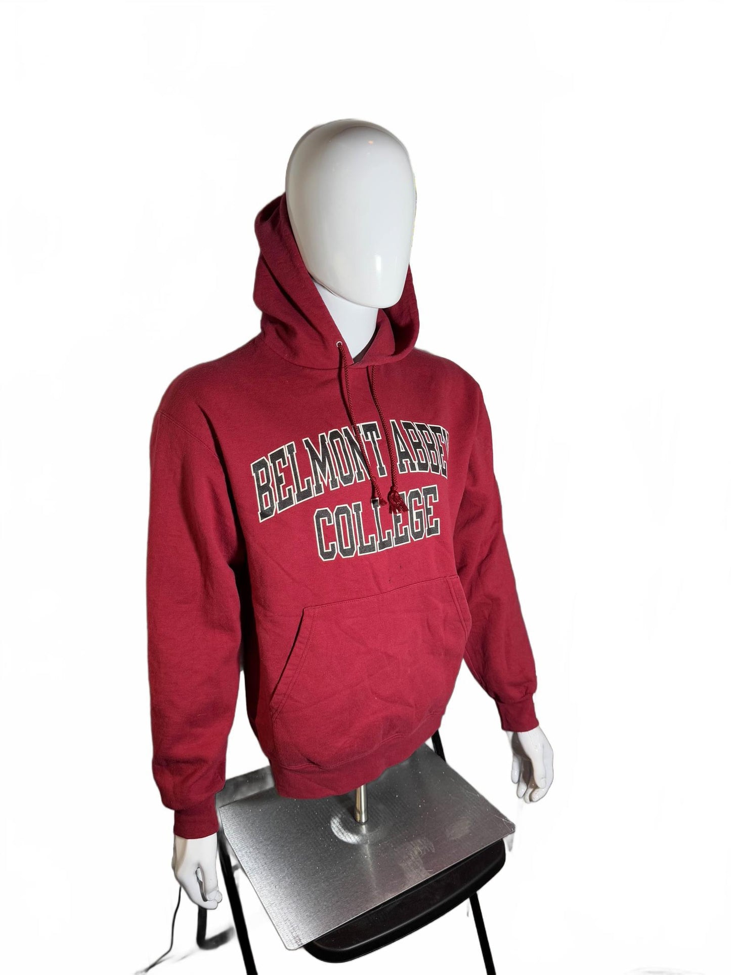 Vintage Belmont Abbey College Hoodie Red Large