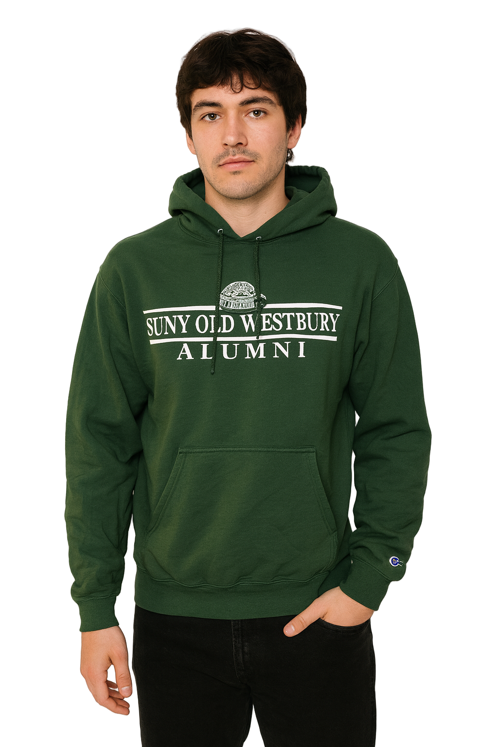 Vintage Champion SUNY Old Westbury Hoodie M Green