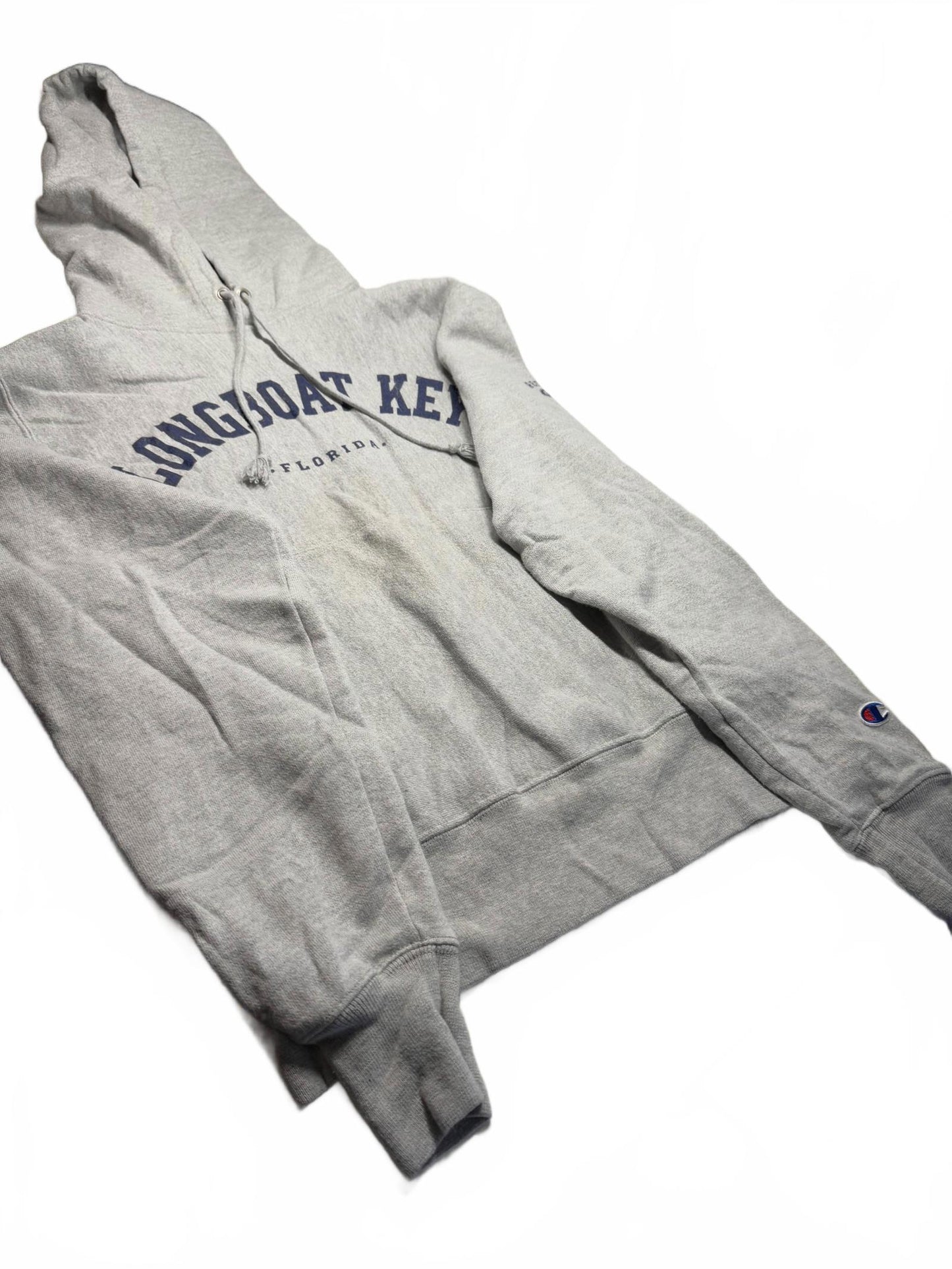 Vintage Champion Longboat Key Hoodie Grey Large