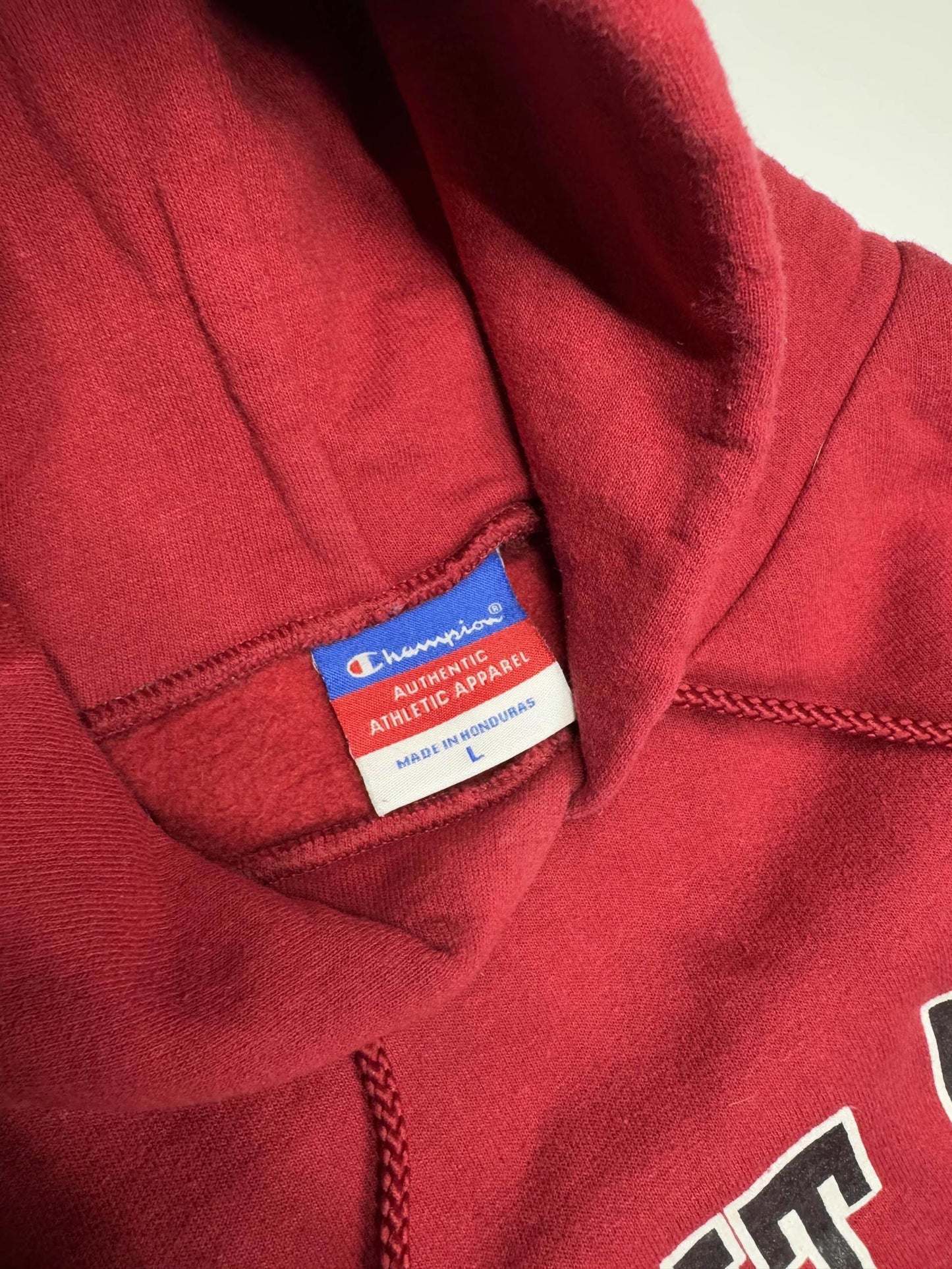 Vintage Belmont Abbey College Hoodie Red Large