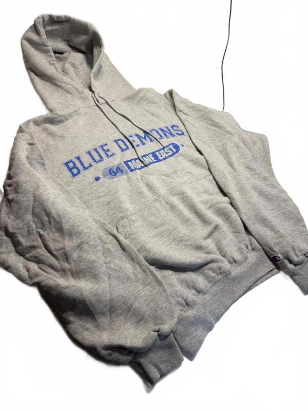 Vintage Champion Blue Demons Hoodie – Grey Small