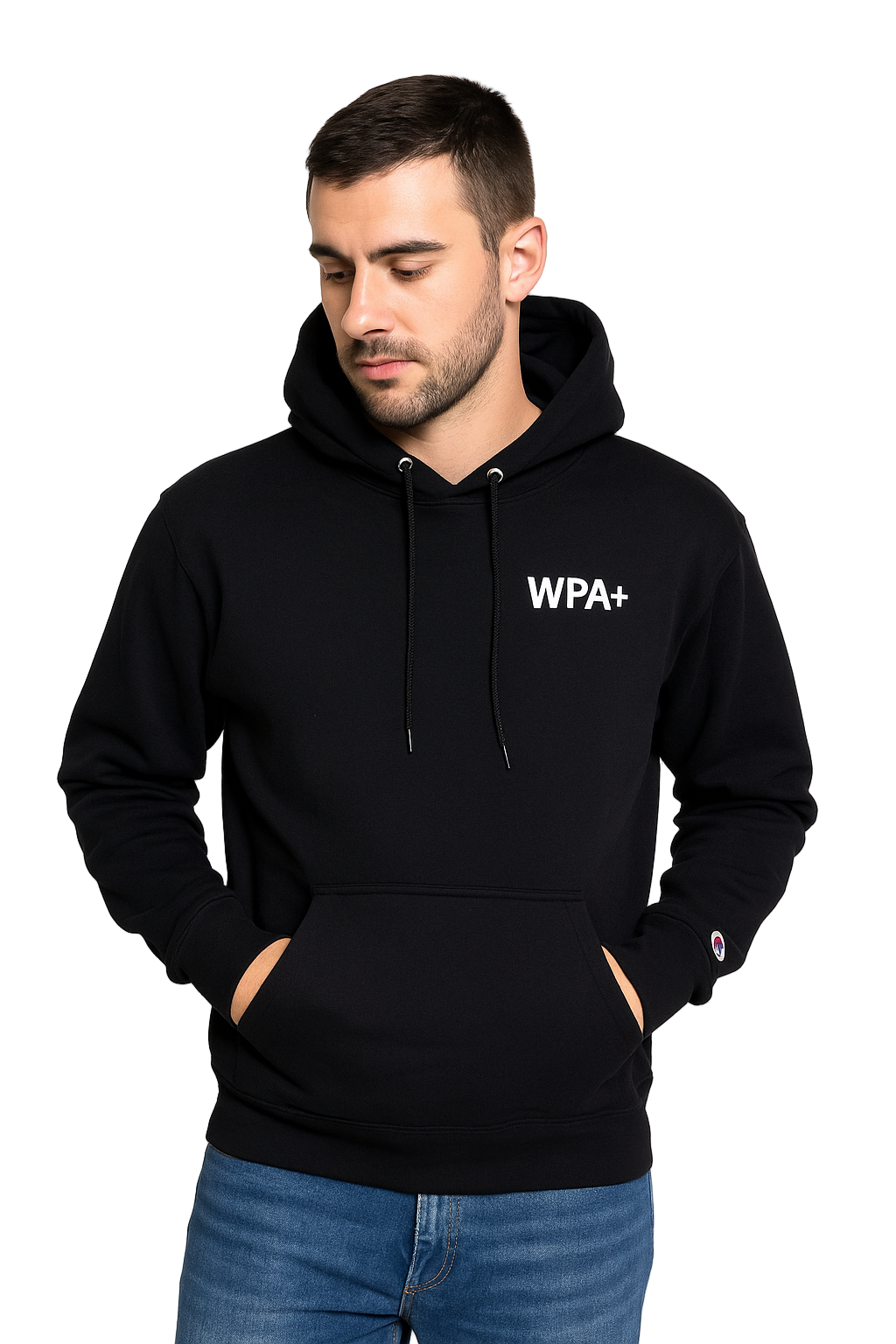 Vintage Champion WPA+ Black Hoodie Large