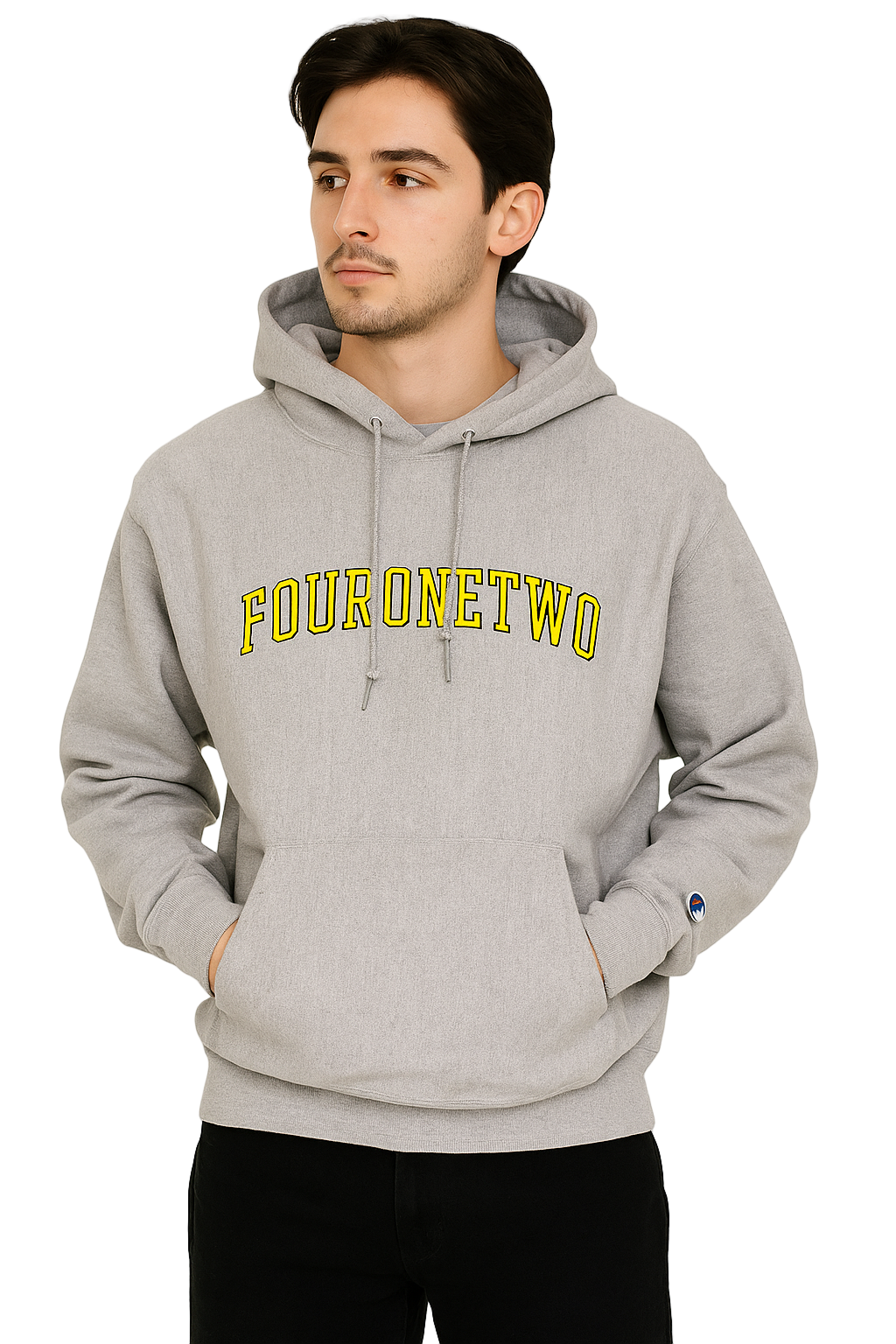 Vintage FourOneTwo Grey Hoodie Yellow Logo XL