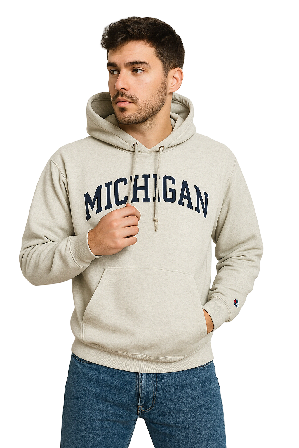 Vintage Champion Michigan Hoodie – Grey Medium