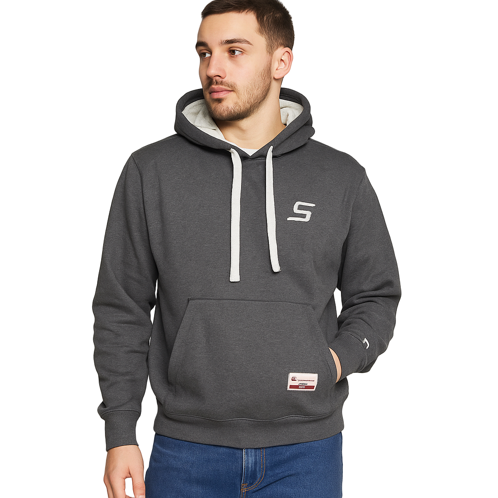 Vintage Champion Hoodie Grey White Accents Medium