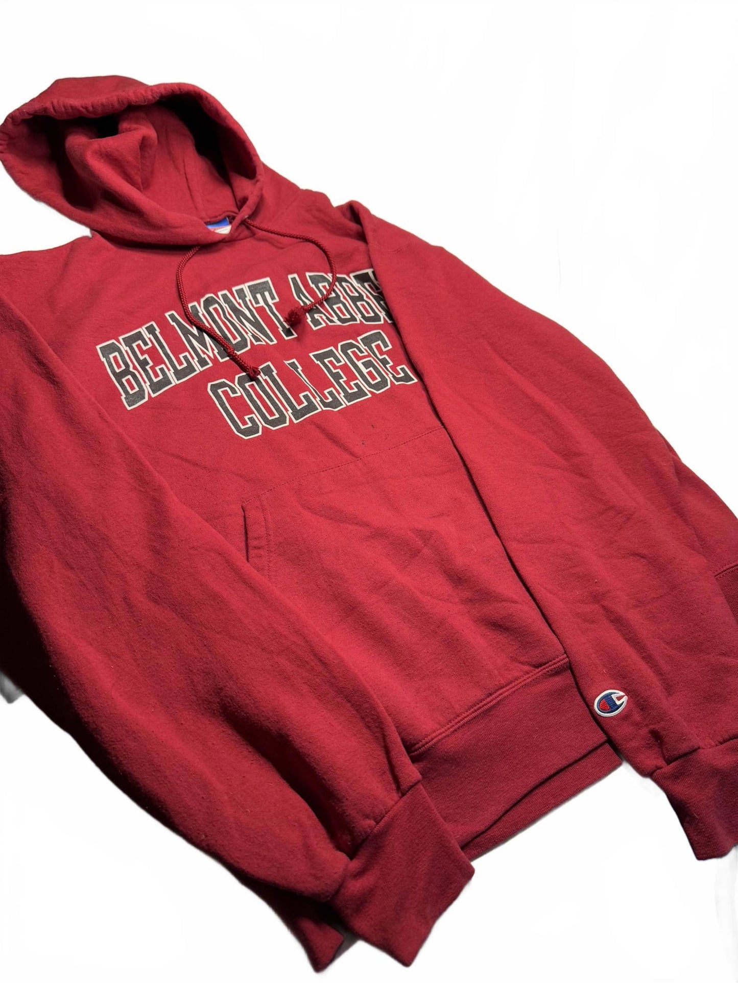 Vintage Belmont Abbey College Hoodie Red Large