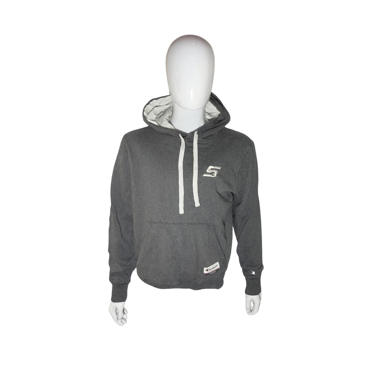 Vintage Champion Hoodie Grey White Accents Medium