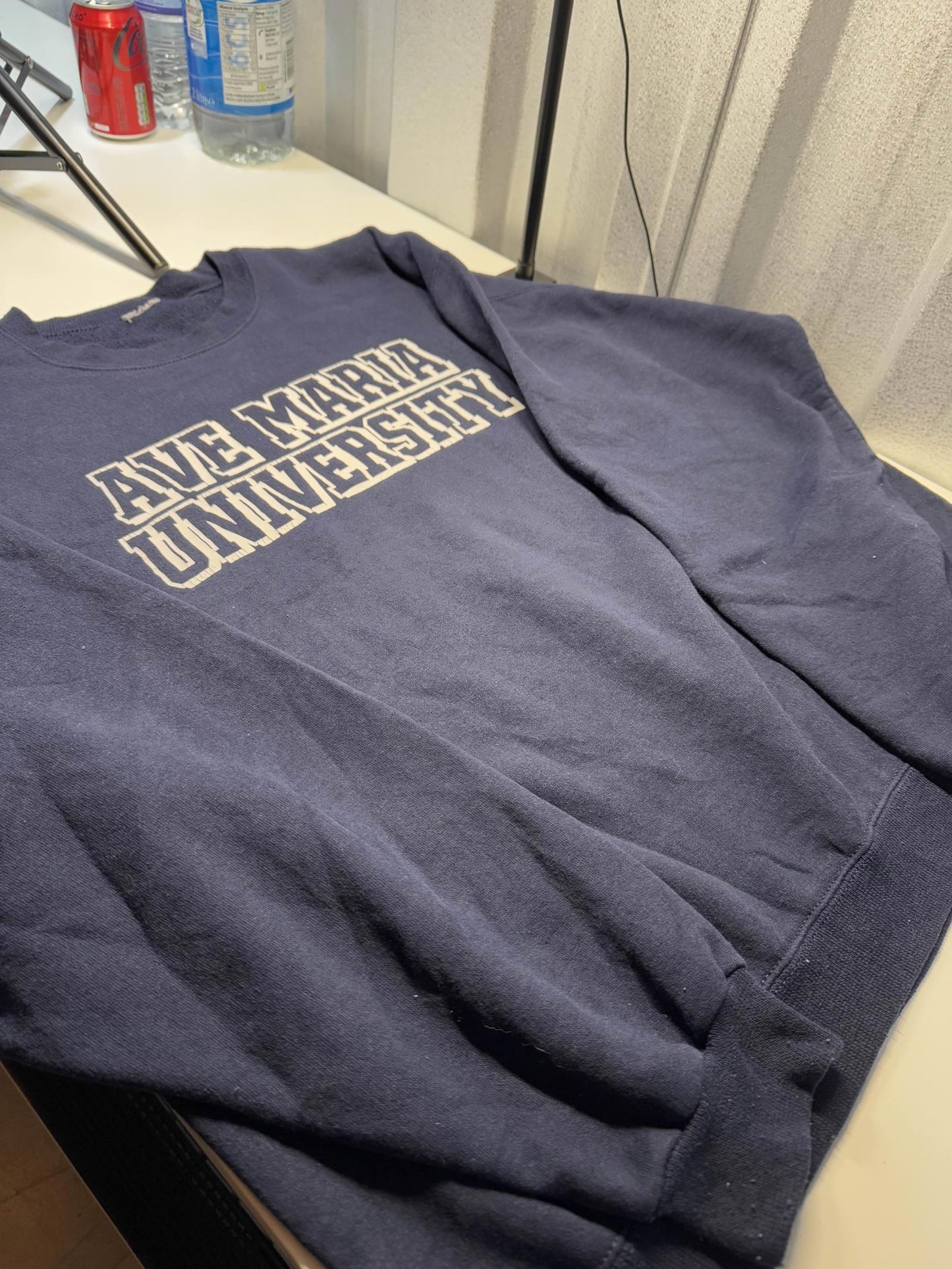Vintage Ave Maria University Sweatshirt Navy Large