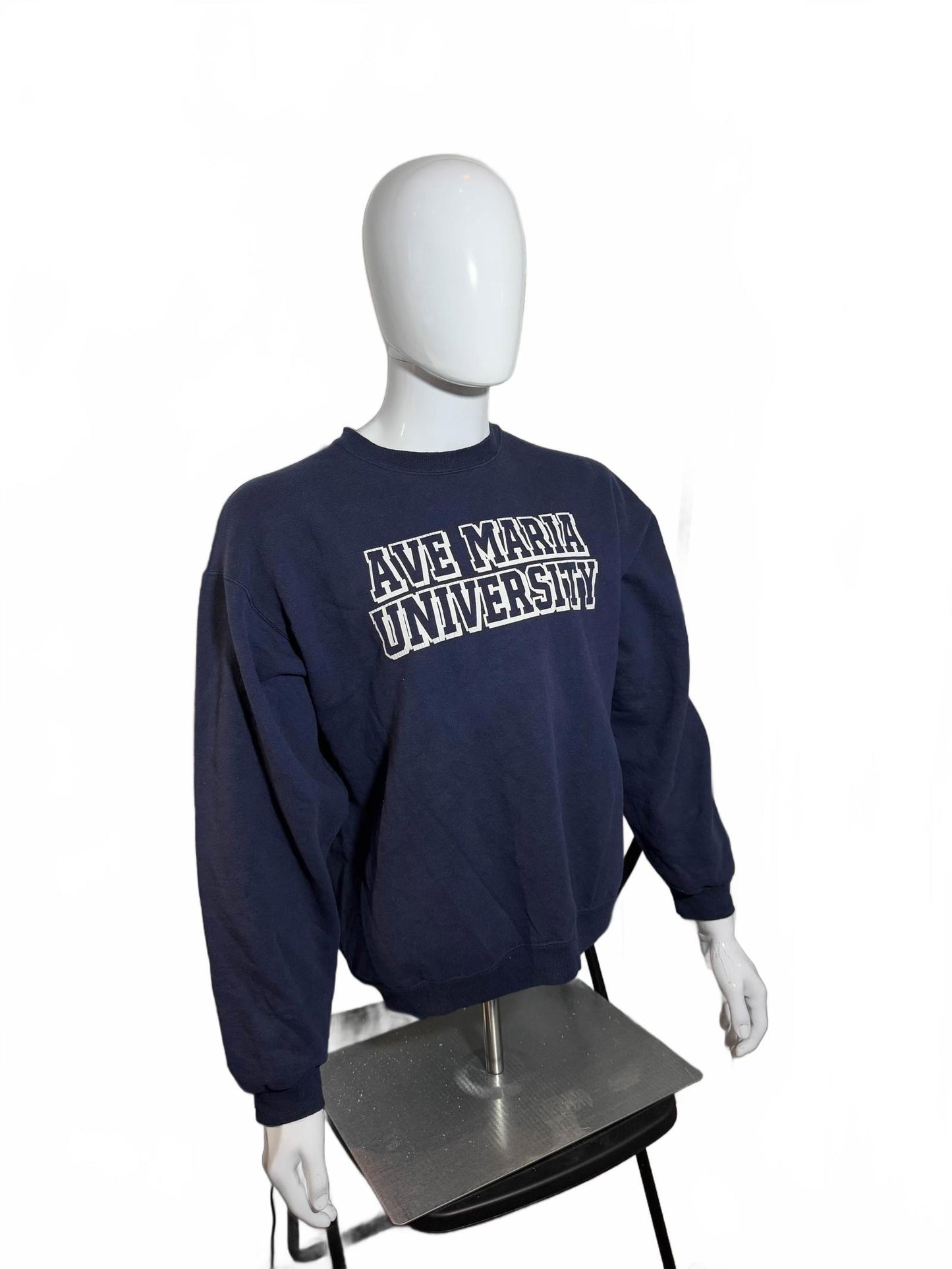 Vintage Ave Maria University Sweatshirt Navy Large