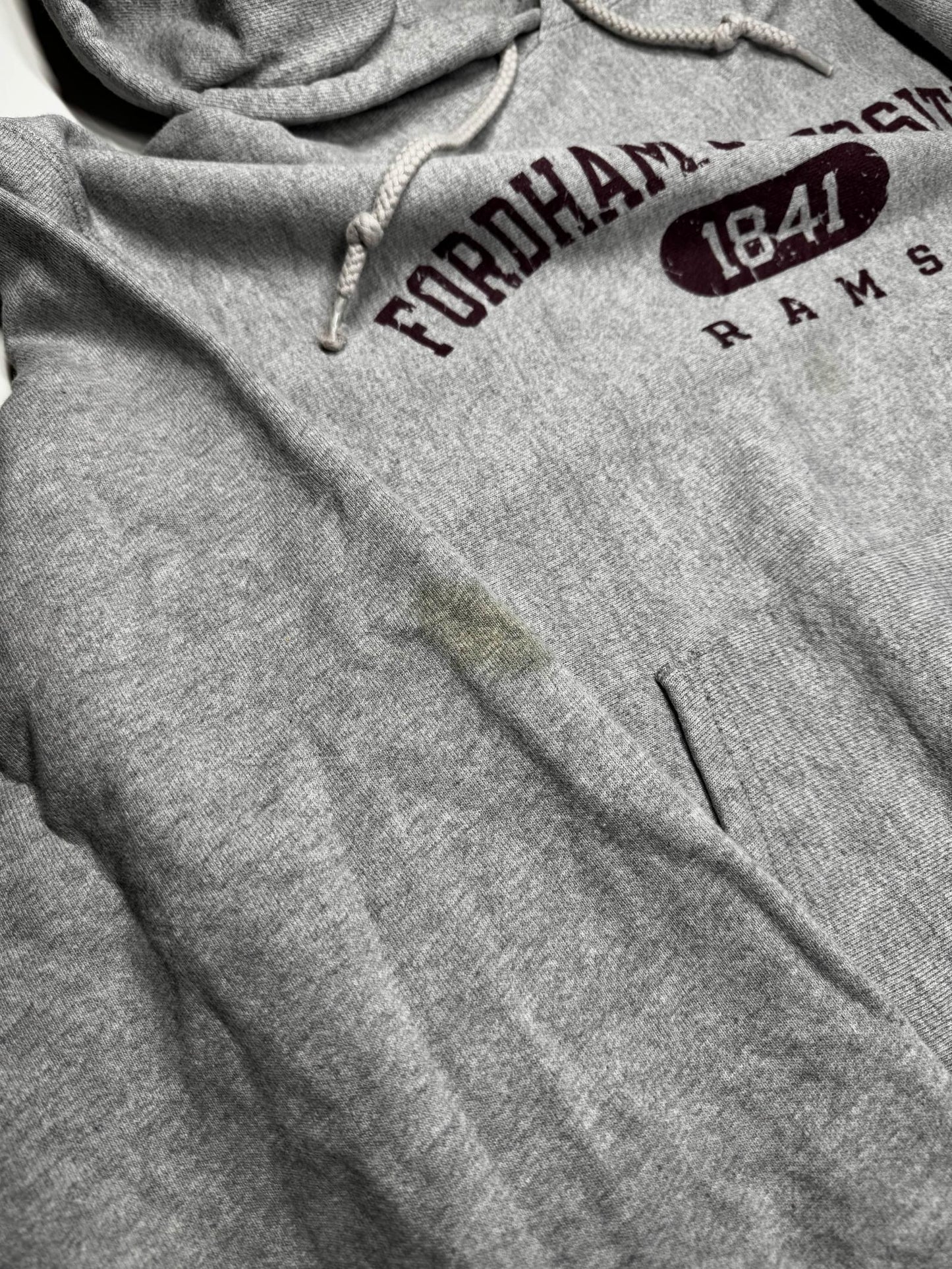 Vintage Fordham University Rams Hoodie Grey Medium